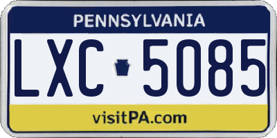 PA license plate LXC5085