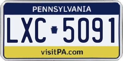 PA license plate LXC5091