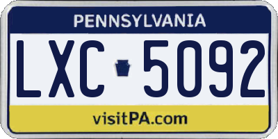 PA license plate LXC5092