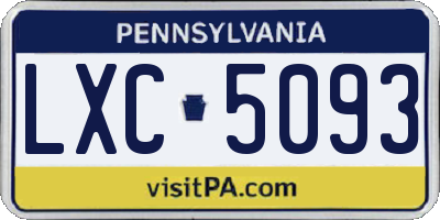 PA license plate LXC5093