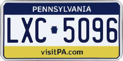 PA license plate LXC5096