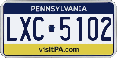 PA license plate LXC5102