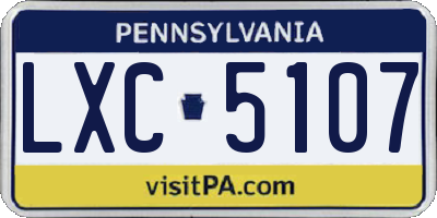 PA license plate LXC5107