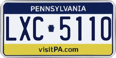PA license plate LXC5110