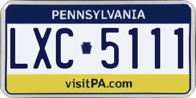 PA license plate LXC5111