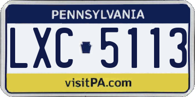 PA license plate LXC5113