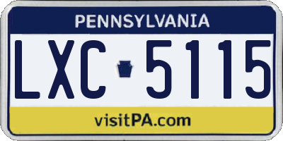 PA license plate LXC5115