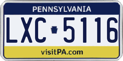 PA license plate LXC5116