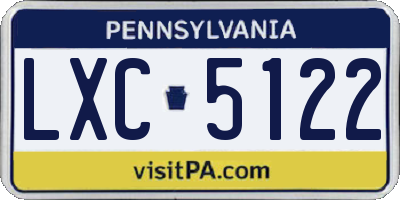 PA license plate LXC5122
