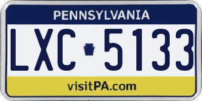 PA license plate LXC5133