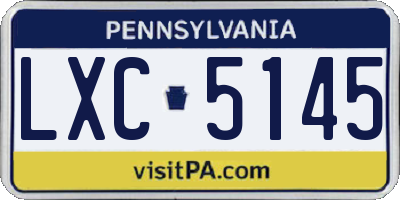PA license plate LXC5145