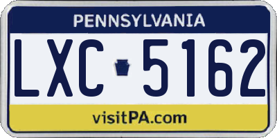 PA license plate LXC5162