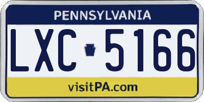 PA license plate LXC5166
