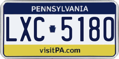 PA license plate LXC5180