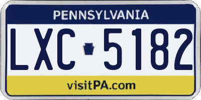 PA license plate LXC5182