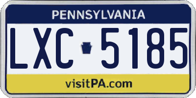 PA license plate LXC5185
