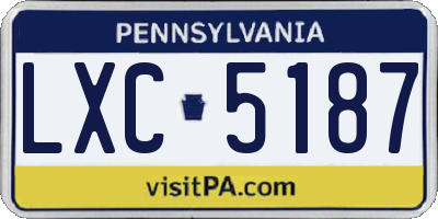 PA license plate LXC5187