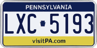 PA license plate LXC5193