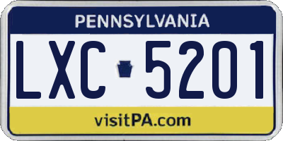 PA license plate LXC5201