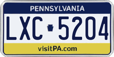 PA license plate LXC5204