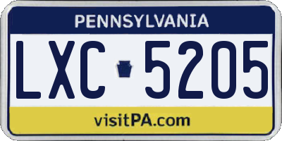 PA license plate LXC5205