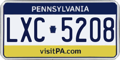 PA license plate LXC5208