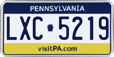 PA license plate LXC5219