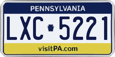 PA license plate LXC5221