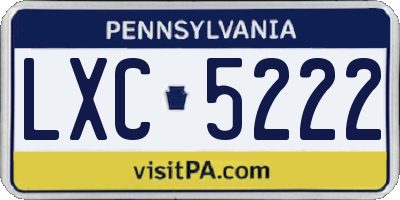 PA license plate LXC5222