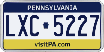 PA license plate LXC5227