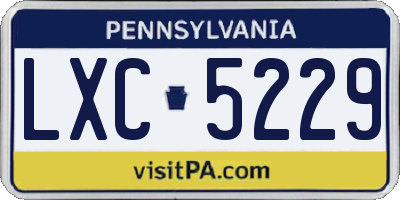 PA license plate LXC5229