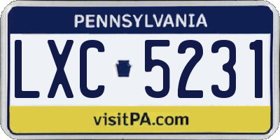 PA license plate LXC5231
