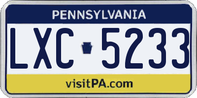 PA license plate LXC5233