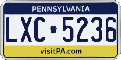 PA license plate LXC5236