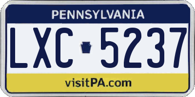 PA license plate LXC5237