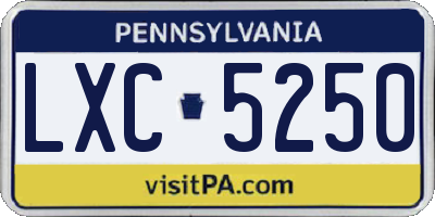 PA license plate LXC5250