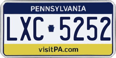 PA license plate LXC5252
