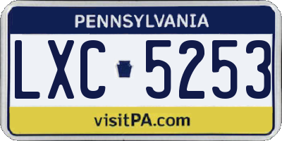 PA license plate LXC5253