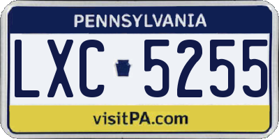 PA license plate LXC5255