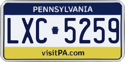 PA license plate LXC5259