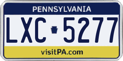 PA license plate LXC5277