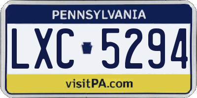 PA license plate LXC5294