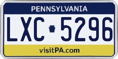 PA license plate LXC5296