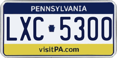 PA license plate LXC5300
