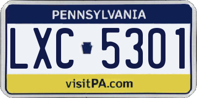 PA license plate LXC5301