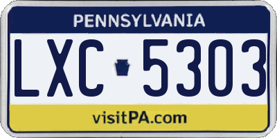 PA license plate LXC5303