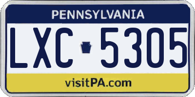 PA license plate LXC5305