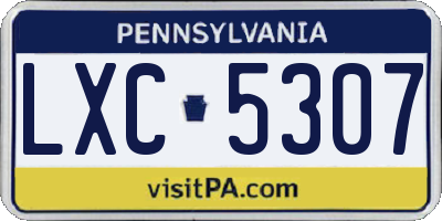 PA license plate LXC5307