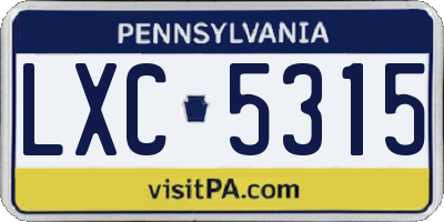 PA license plate LXC5315
