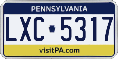 PA license plate LXC5317